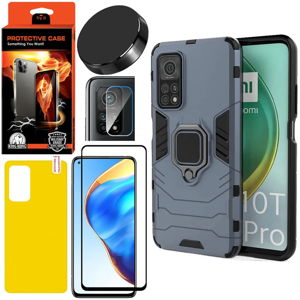 کاور کینگ کونگ مدل BATMAN مناسب برای گوشی موبایل شیائومی  Mi 10T 5G/Mi 10T Pro 5G به همراه محافظ صفحه نمایش و محافظ لنز دوربین و برچسب محافظ پشت و پایه نگهدارنده گوشی