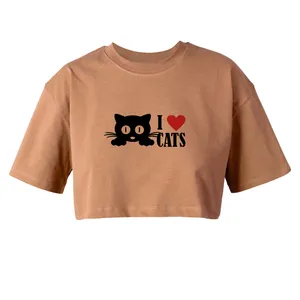 کراپ‌تاپ آستین کوتاه زنانه مدل CATS کد L175 K