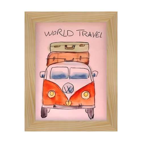 تابلو نقاشی آبرنگ به سبک فانتزی طرح سفر مدل ون کد ART004