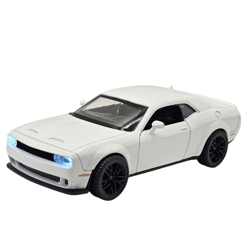 ماکت ماشین ناب سل مدل دوج چلنجر هلکت فلزی چراغدار موزیکال عقب کش کد DODGE CHALLENGER HELCAT به همراه استند