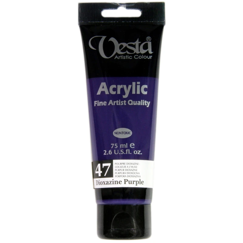 رنگ اکریلیک وستا مدل 47 Dioxazin Purple حجم 75 میلی لیتر