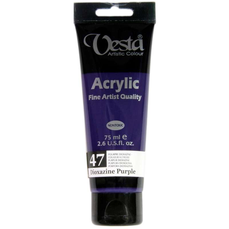 رنگ اکریلیک وستا مدل 47 Dioxazin Purple حجم 75 میلی لیتر