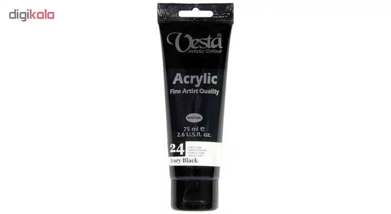 رنگ اکریلیک وستا مدل 24 Ivory Black حجم 75 میلی لیتر