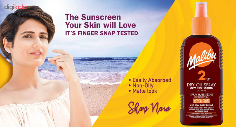 روغن برنزه کننده بدن مالیبو مدل Solar spf2 حجم 200 میلی لیتر