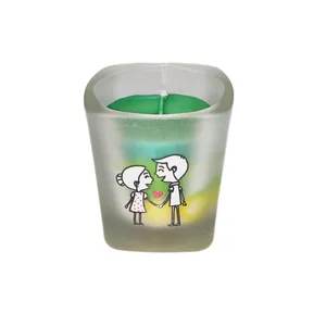 شمع دست ساز مدل لیوانی طرح عاشقانه کد MK106