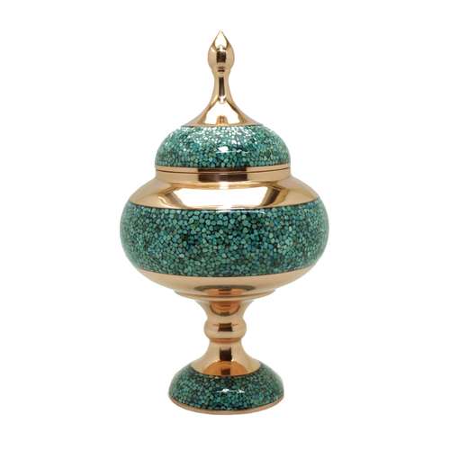 شکلات خوری مسی فیروزه کوب ارتفاع 28 سانتی متر