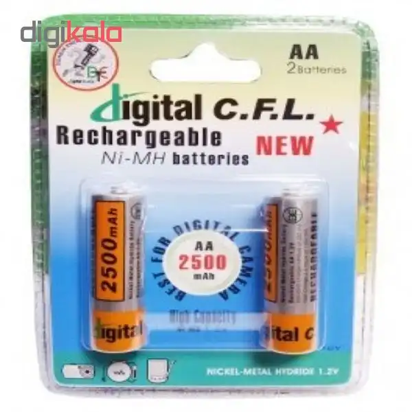 باتری قلمی قابل شارژ سی اف ال مدل 2500mAh AA بسته 2 عددی