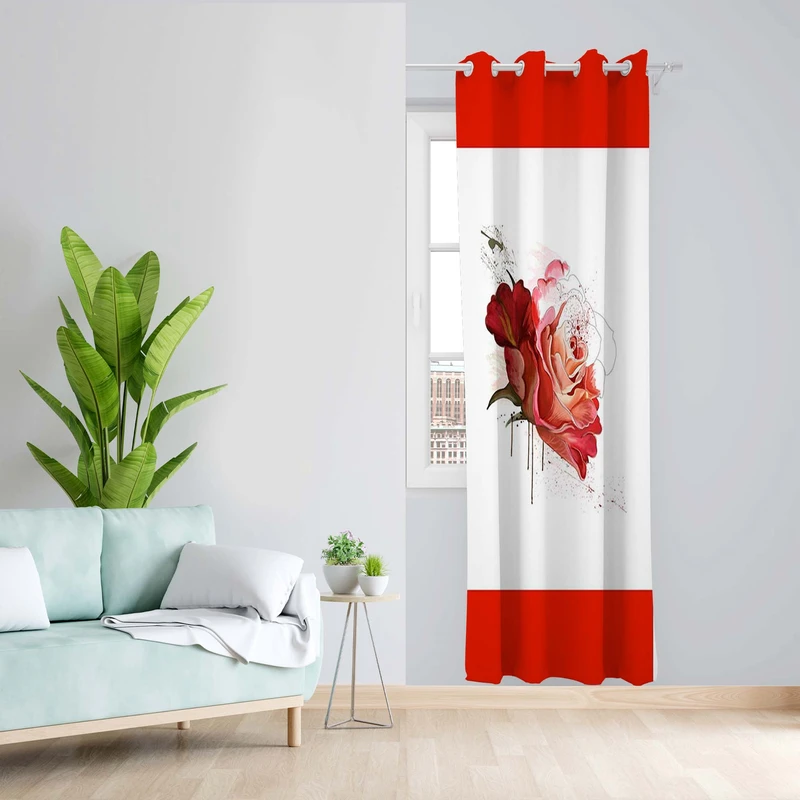 پرده طرح گل مدل مخمل پانچی کد 5192L z سایز 140x200 سانتی متر