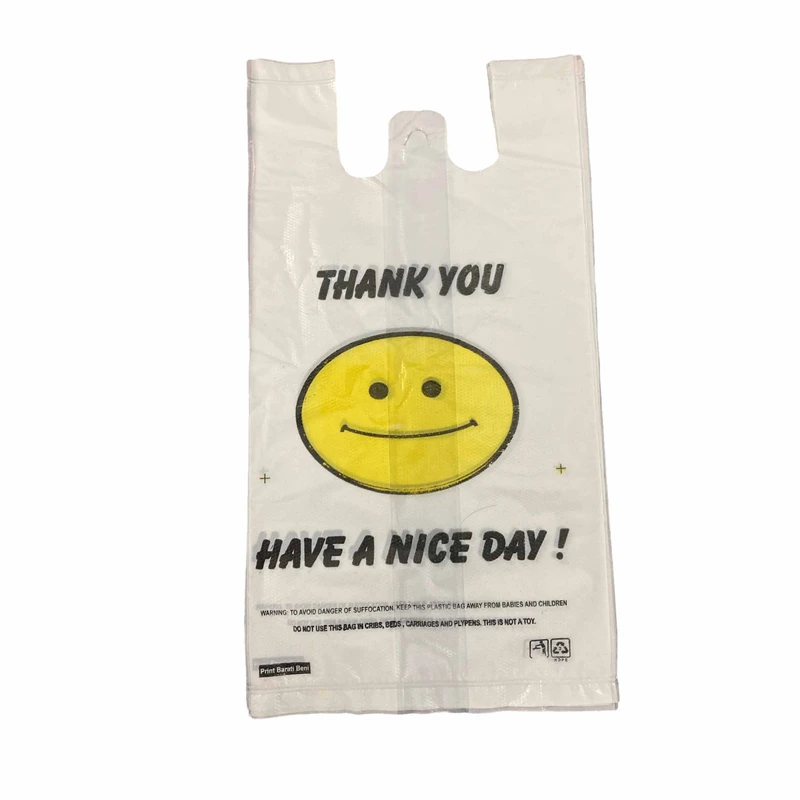 نایلون بسته بندی مدل ضخیم دسته دار طرح لبخند C45 بسته 100 عددی