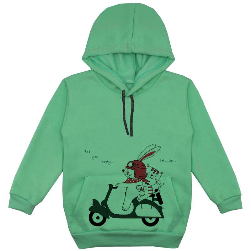 هودی پسرانه مدل خرگوش موتوری F42  رنگ سبز