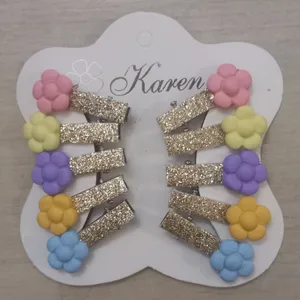 گیره مو دخترانه مدل گل مجموعه 10 عددی