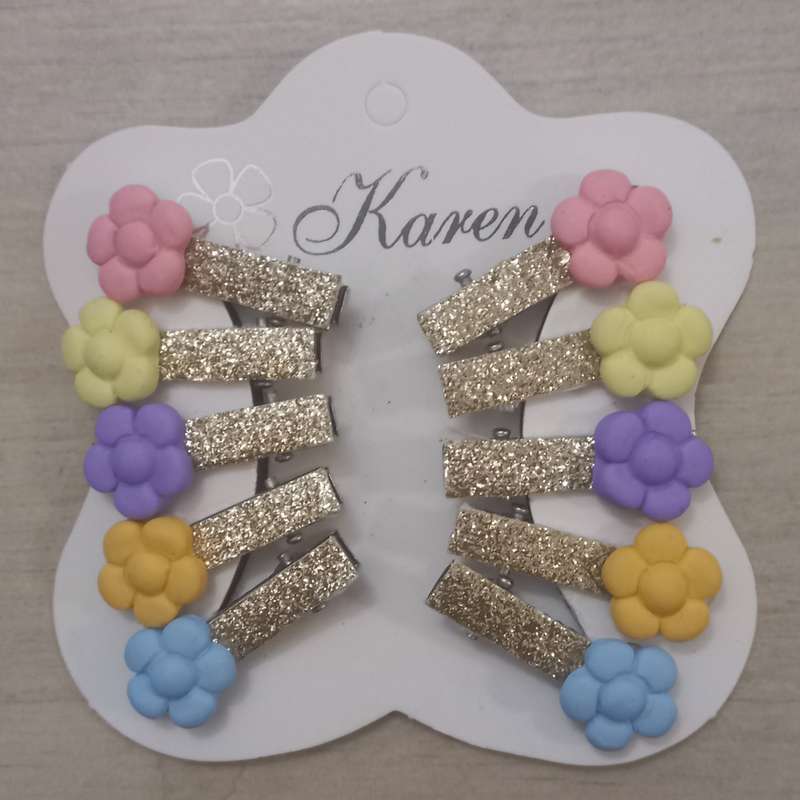 گیره مو دخترانه مدل گل مجموعه 10 عددی