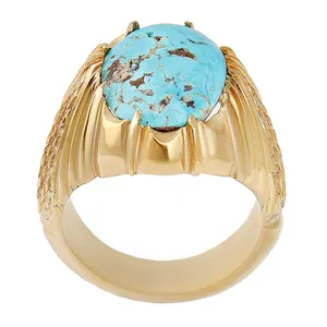 انگشتر نقره مردانه بازرگانی میلادی مدل  فیروزه نیشابور طبیعی رکاب آبکاری رادیوم کد AM_2411