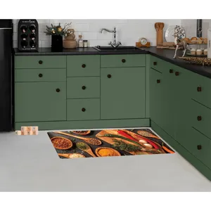 پادری مدل جلوسینکی سه لایه رویه مخمل طرح آشپزخانه کد A626 سایز 110x45 سانتی متر