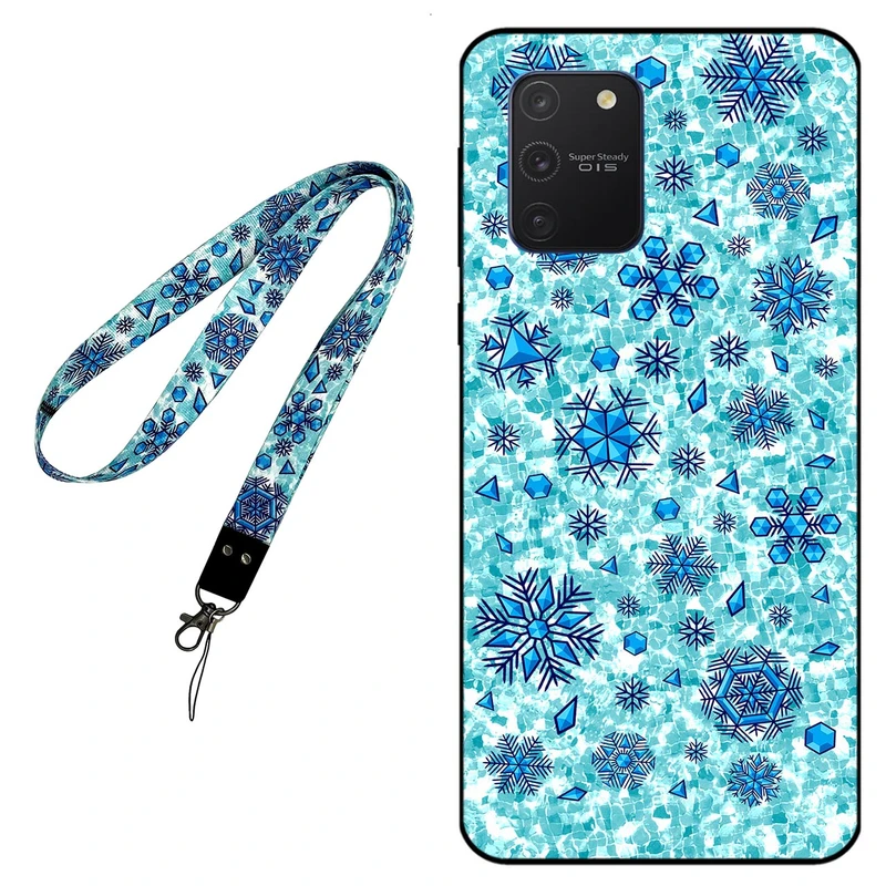 کاور مگافون طرح برف مدل 0014 مناسب برای گوشی موبایل سامسونگ Galaxy S10 Lite به همراه بند گردنی 