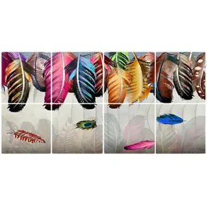 تایل سقفی طرح پر های رنگی کد 3D2197-8 سایز 60x60 سانتی متر مجموعه 8عددی