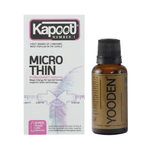 کاندوم کاپوت مدل Micro Thin بسته 12 عددی به همراه روغن یودن کد 01 حجم 30 میلی لیتر