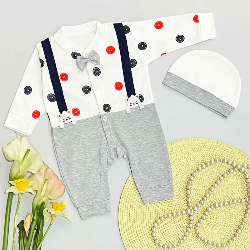 ست سرهمی و کلاه نوزادی مدل  Dok-Tu-Che مجموعه دو عددی