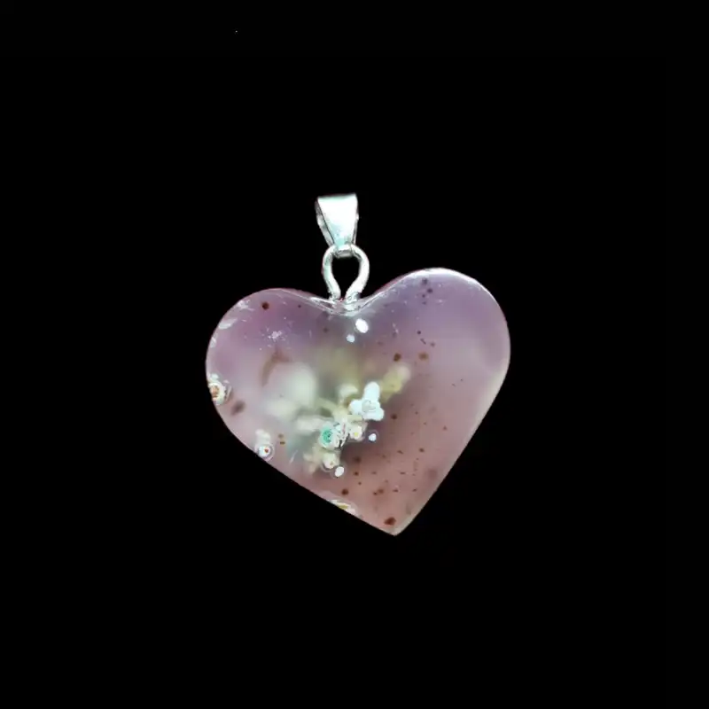 آویز گردنبند زنانه مدل  عقیق شجر طرح قلب کدB30