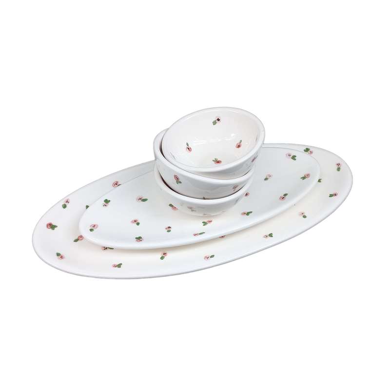 ست 5 تکه ظرف سرامیکی مدل بیضی طرح بهار