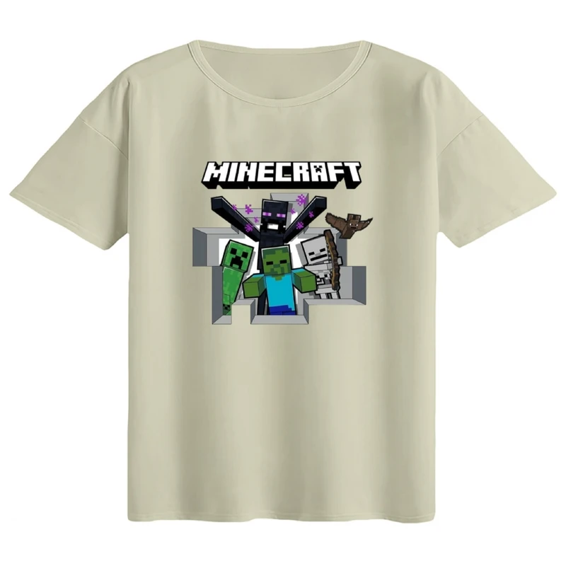 تی‌شرت اورسایز آستین کوتاه زنانه مدل باکسی طرح ماینکرفت کد۱۷
