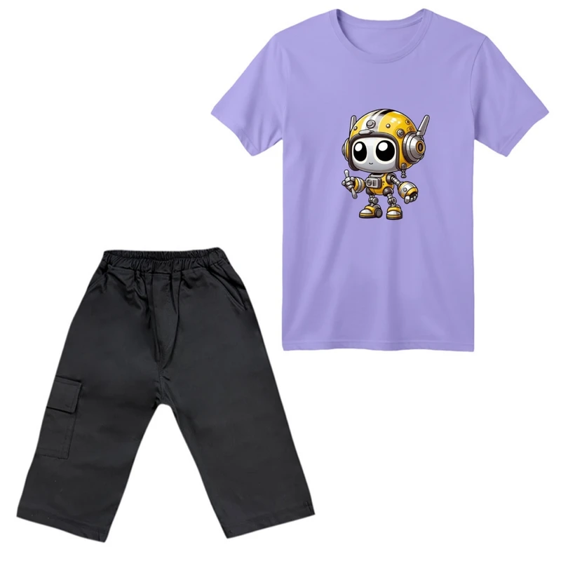 ست تی‌شرت آستین کوتاه و شلوارک پسرانه مدل آدم آهنی کد 01