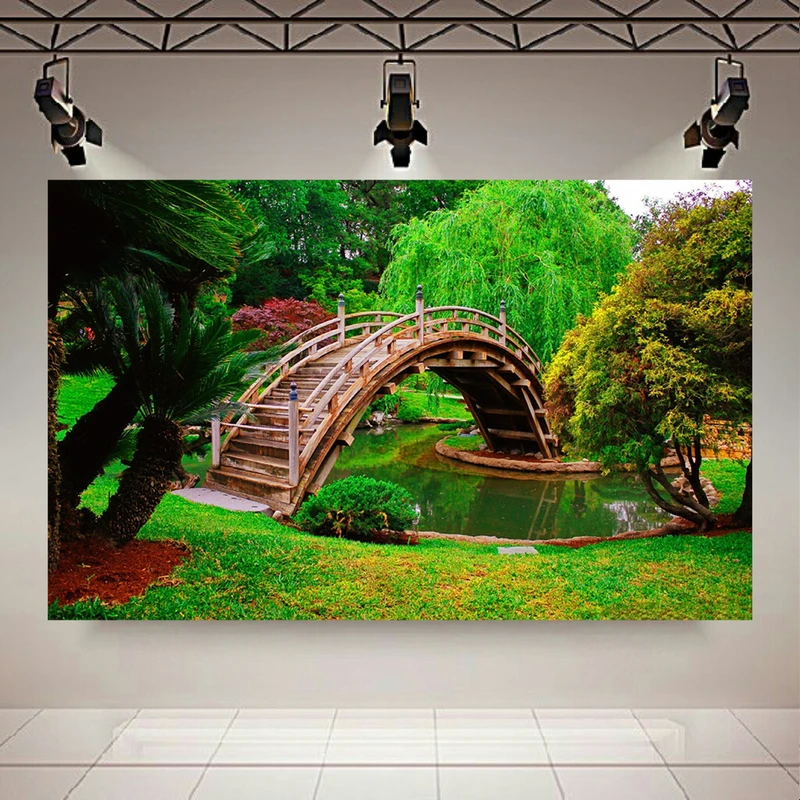 تابلو بوم طرح مخمل طبیعت مدل پل چوبی کد AR3058448