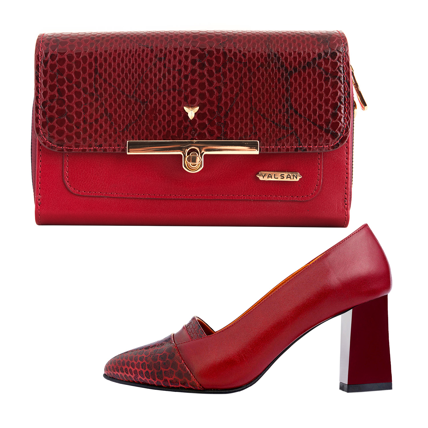 ست کیف و کفش زنانه چرم یلسان مدل لیندا کد tara-mrv-912-zrk