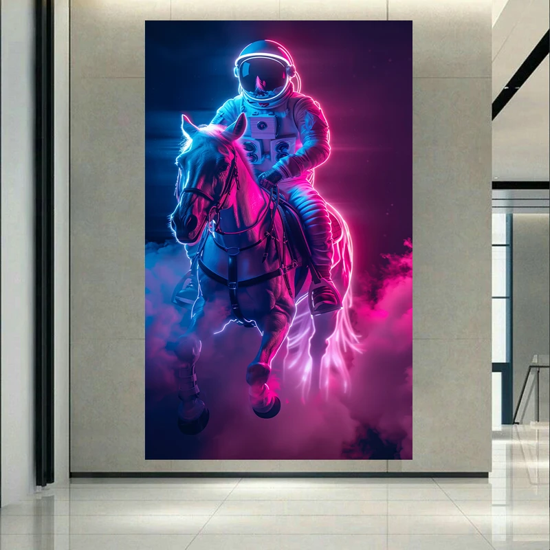 پوستر طرح فضانورد و اسب مدل نئون کد AR303095