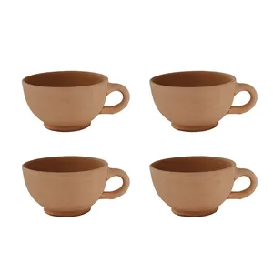 فنجان سفالی خام کد F بسته ۴ عددی