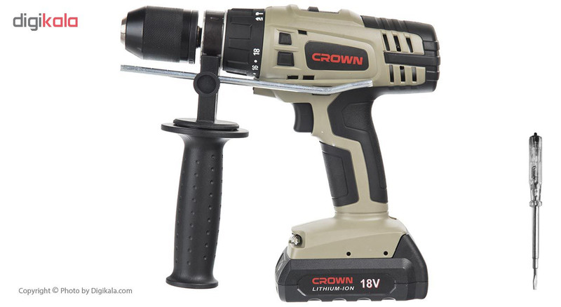 دریل پیچ گوشتی چکشی شارژی کرون مدل CT21031L به همراه یک عدد فازمتر تحسین