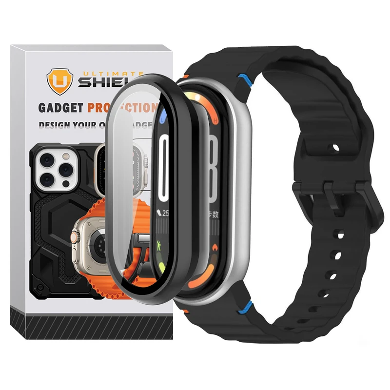 بند آلتیمیت شیلد مدل NV_Mi GRD مناسب برای ساعت هوشمند شیائومی Mi Band 9 12mm به همراه کاور