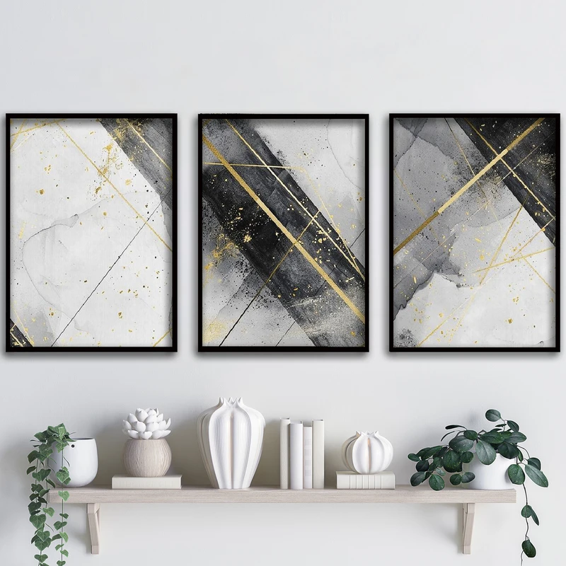 تابلو آتریسا طرح آبستره مدل ATA186 مجموعه 3 عددی 