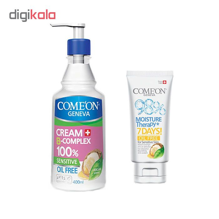 کرم مرطوب کننده کامان مدل Oil Free حجم 400 میلی لیتر به همراه کرم oil free حجم 75 میلی لیتر