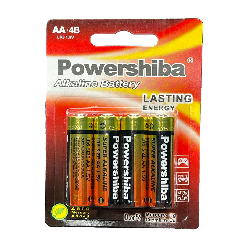 باتری قلمی پاور شیبا مدل SUPER ALKALINE LR6 بسته ۴ عددی