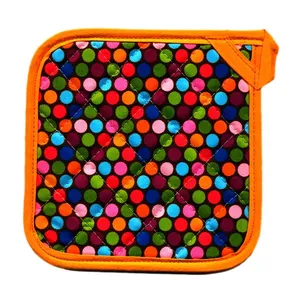 دستگیره کتان 20 × 20 رزین تاژ طرح خالدار رنگی