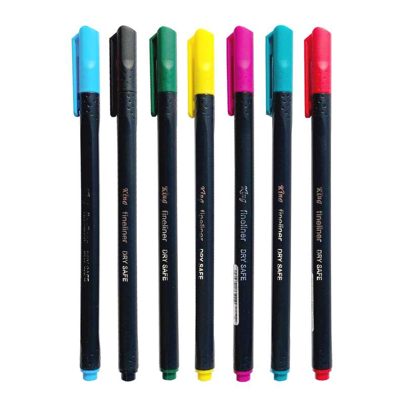 روان نویس کینگ مدل نوک نمد dry safe نئون بسته 7 عددی