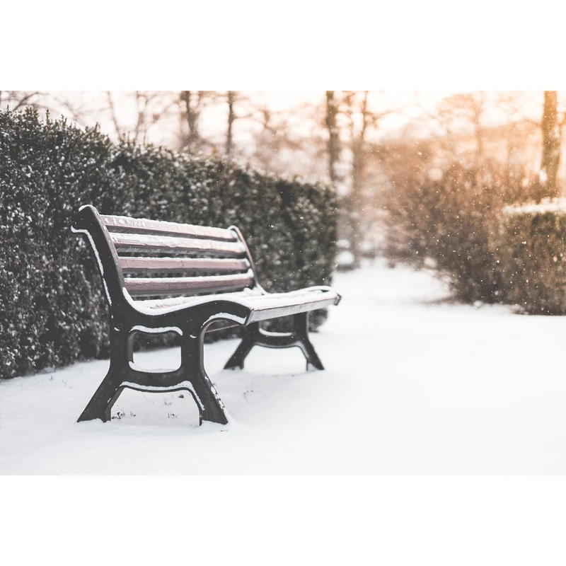 تابلو شاسی طرح منظره زمستان نیمکت و برف مدل T1135