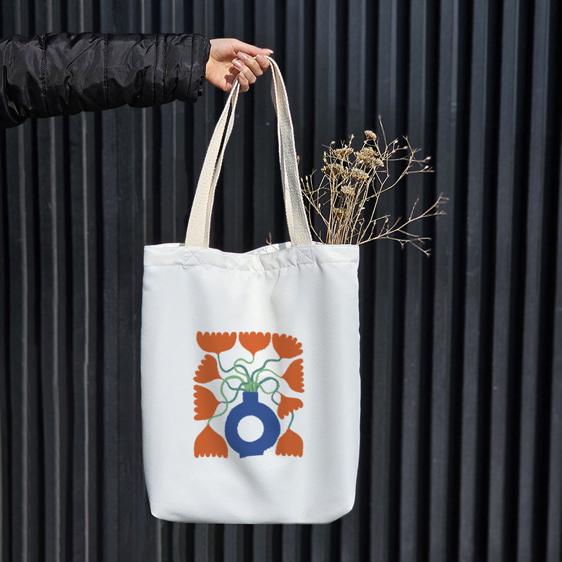 ساک خرید خندالو مدل گل نارنجی کد 8033