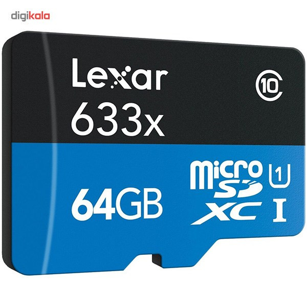 کارت حافظه microSDXC لکسار مدل High-Performance کلاس 10 استاندارد UHS-I U1 سرعت 633X همراه با ریدر USB 3.0 ظرفیت 64 گیگابایت