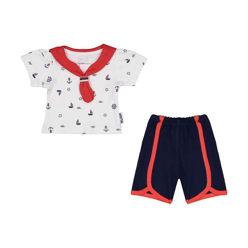 ست تی شرت و شلوارک نوزادی دخترانه آدمک مدل 2171257-72