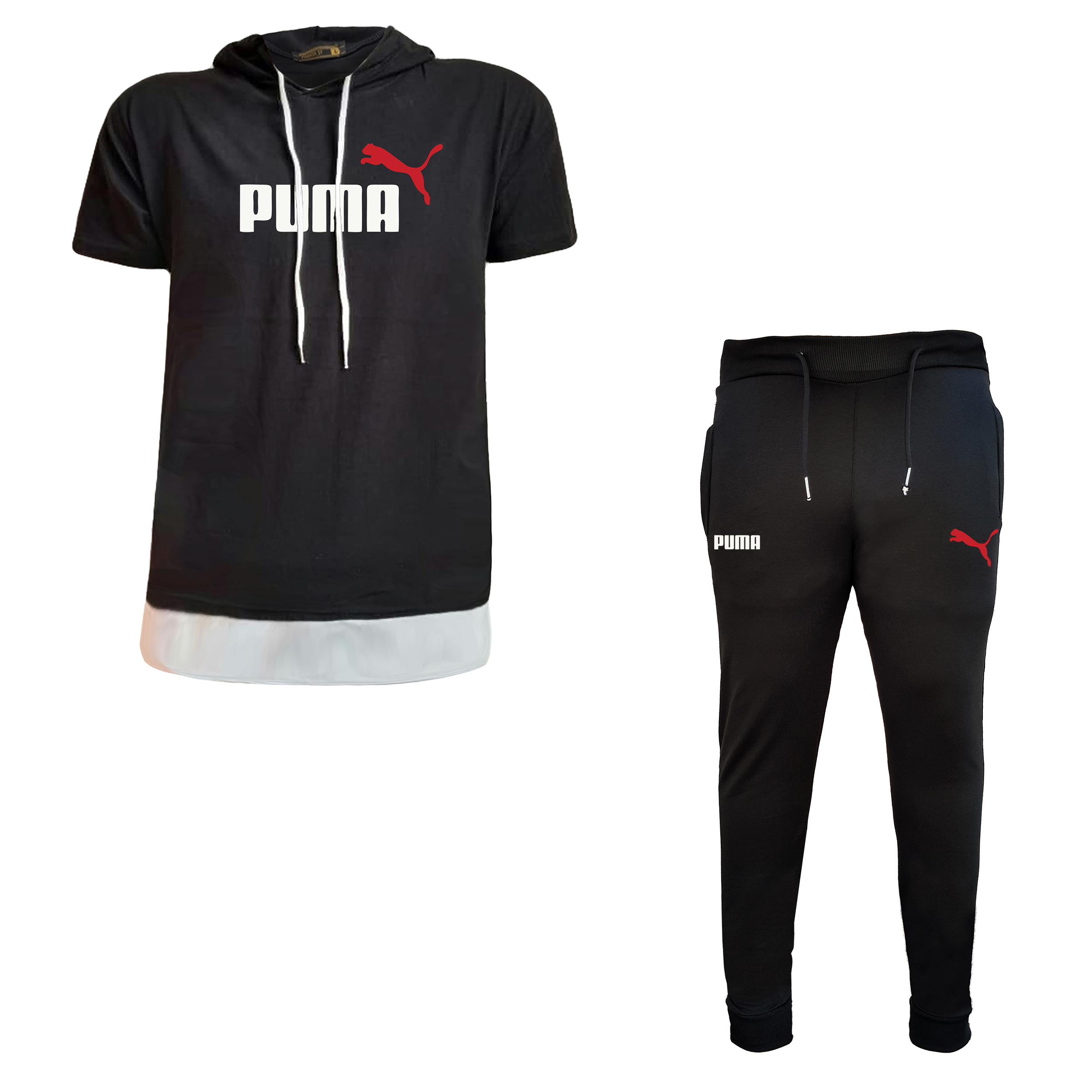 ست تی شرت کلاه دار و شلوار مردانه مدل PU 8876