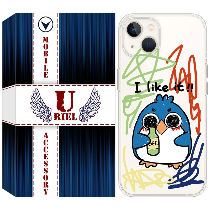 کاور ژله ای یوریل قاب مدل Clear کد 23 طرح جوجه نقاش مناسب برای گوشی موبایل اپل iPhone 13