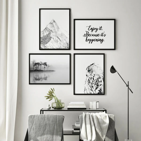 تابلو سالی وود طرح برف مه نیمرخ کد T110830 مجموعه 4 عددی