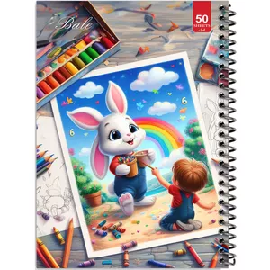 دفتر نقاشی 50 برگ انتشارات بله طرح خرگوش در حال طراحی کد A4-L187