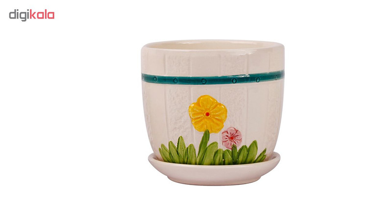 گلدان و زیر گلدانی طرح گل زرد مدل 126-3-E گلدان و زیر گلدانی طرح گل زرد مدل 126-3-E