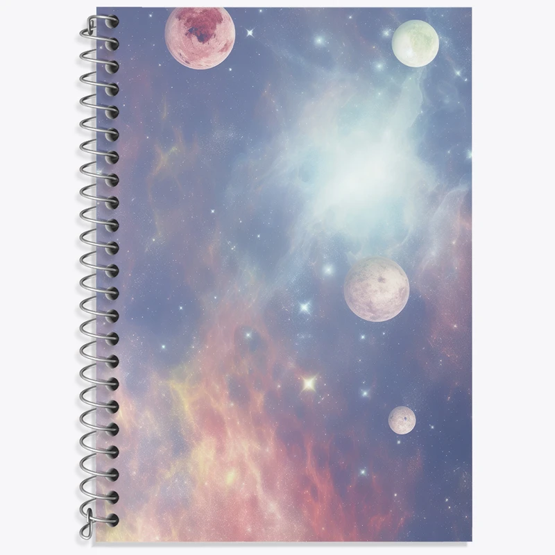 دفتر زبان 50 برگ خندالو مدل سه خط طرح کهکشان کد N2412