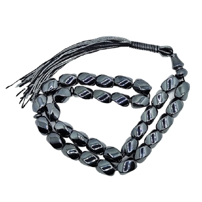 تسبیح نقره جات بافندگان مدل سنگ حدید صینی کد 33