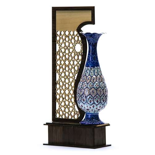 تندیس میناکاری گلدان مدل گالری زمرد ارتفاع 20 سانتی متر