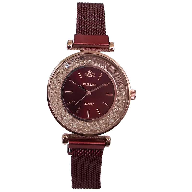 ساعت مچی عقربه ای دخترانه مدل مگنتی دور شنی کد 3380